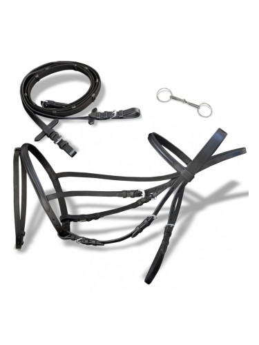 Кожена юзда и поводи за жребец, кафяви