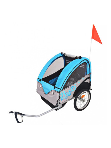 Sonata Детско ремарке за велосипед, сиво и синьо, 30 кг