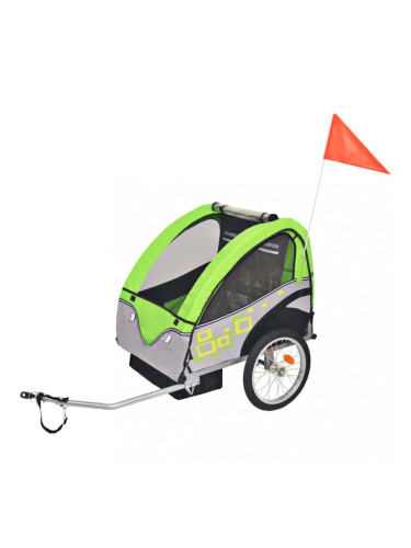 Sonata Детско ремарке за велосипед, сиво и зелено, 30 кг