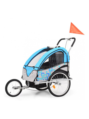 Sonata 2-в-1 Детско спортно ремарке за велосипеди, синьо и сиво