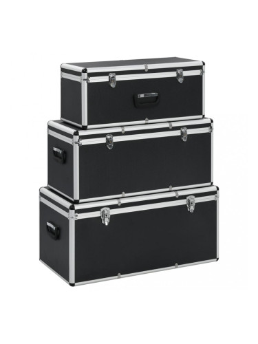 Sonata Куфари за съхранение, 3 бр, черни, алуминий