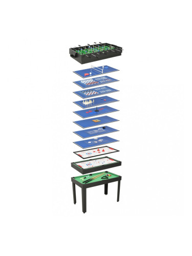 Sonata Мултифункционална игрална маса 15-в-1, 121x61x82 см, черна