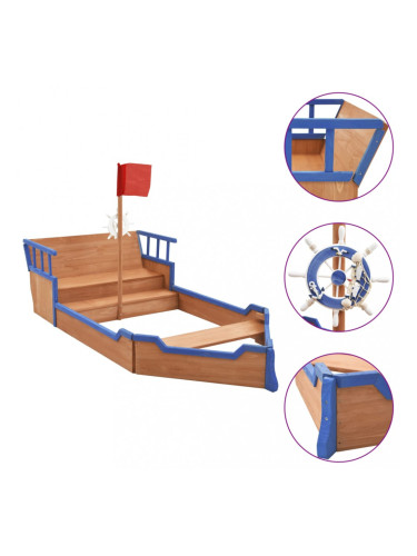 Sonata Пясъчник пиратски кораб, чам, 190x94,5x136 см