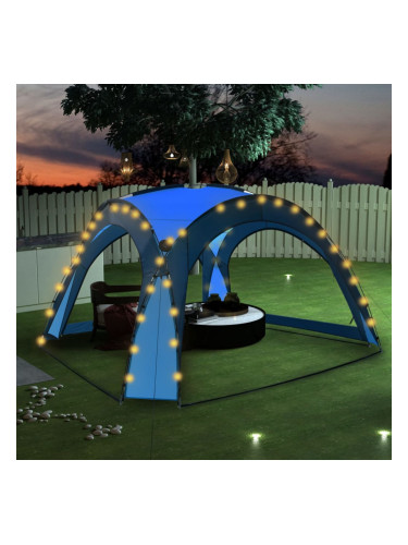 Sonata Парти шатра с LED и 4 стени, 3,6x3,6x2,3 м, синя