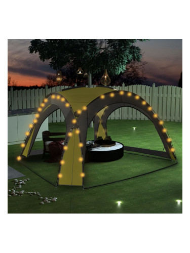 Sonata Парти шатра с LED и 4 стени, 3,6x3,6x2,3 м, зелена
