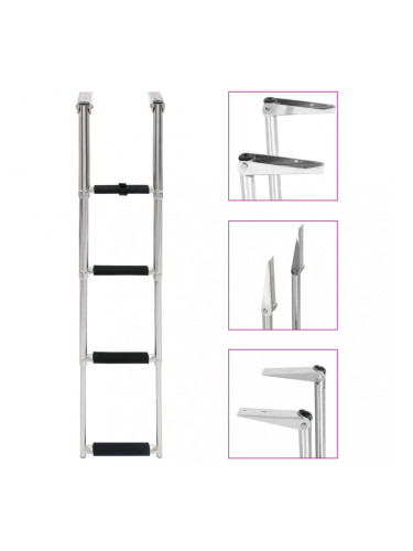 Sonata Сгъваема стълба, 4 стъпала, неръждаема стомана