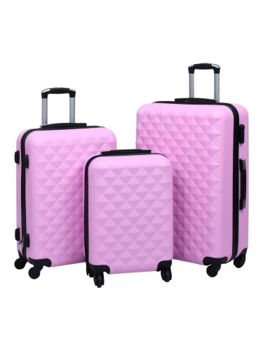 Sonata Комплект твърди куфари с колелца, 3 бр, розов, ABS