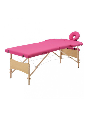 Sonata Сгъваема масажна кушетка, 2 зони, дърво, розова