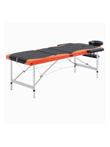 Sonata Сгъваема масажна кушетка, 3 зони, алуминий, черно и оранжево