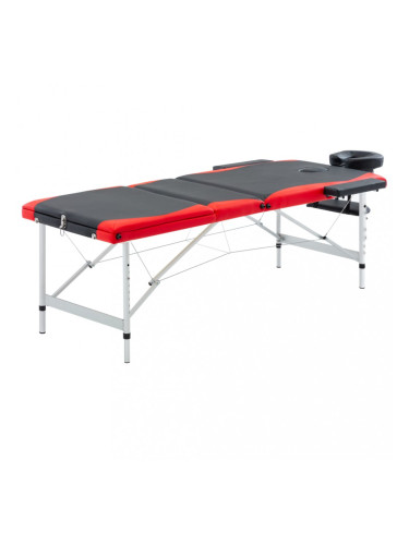 Sonata Сгъваема масажна кушетка, 3 зони, алуминий, черно и червено