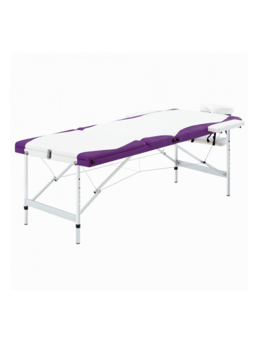 Sonata Сгъваема масажна кушетка, 3 зони, алуминий, бяло и лилаво