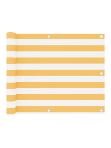Sonata Балконски параван, бяло и жълто, 75x600 см, оксфорд плат