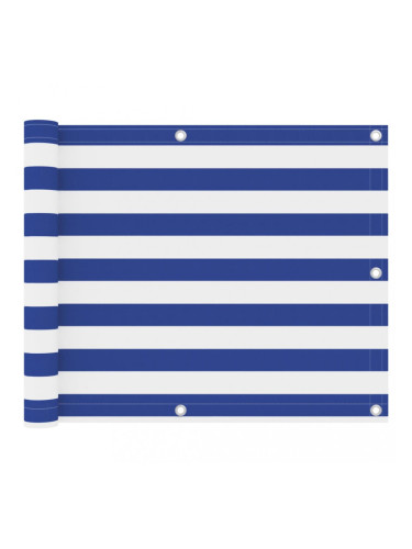 Sonata Балконски параван, бяло и синьо, 75x600 см, оксфорд плат