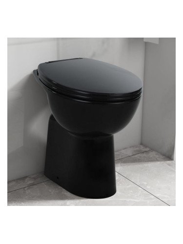 Sonata Висока тоалетна без ръб плавно затваряне +7 см керамика черна