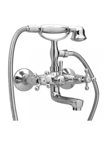 Sonata Смесител за вана с 2 ръкохватки + ръчна душ слушалка хром ретро