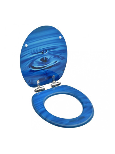 Sonata Тоалетна седалка с плавно затваряне МДФ дизайн сини водни капки