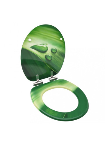 Sonata Тоалетна седалка плавно затваряне МДФ дизайн зелени водни капки