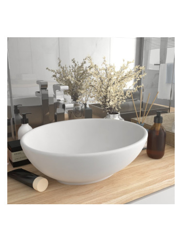 Sonata Луксозна овална мивка, матирана, бяла, 40x33 см, керамика