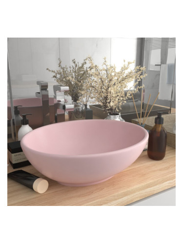 Sonata Луксозна овална мивка, матово розова, 40x33 см, керамика