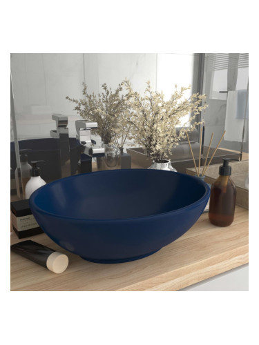 Sonata Луксозна овална мивка, матово тъмносиня, 40x33 см, керамика