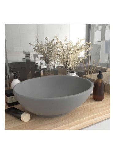 Sonata Луксозна овална мивка, матово светлосива, 40x33 см, керамика