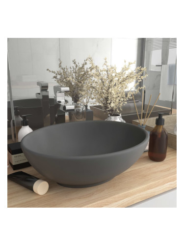 Sonata Луксозна овална мивка, матово тъмносива, 40x33 см, керамика