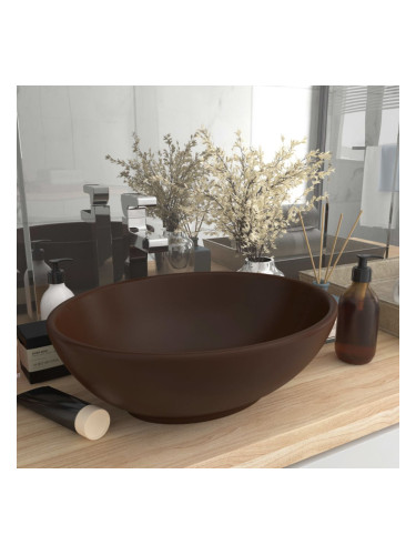 Sonata Луксозна овална мивка, матово тъмнокафява, 40x33 см, керамика