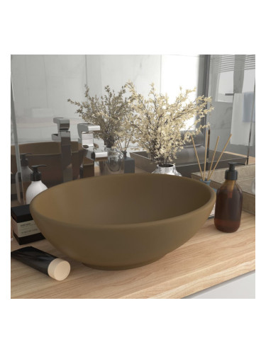 Sonata Луксозна овална мивка, матово кремава, 40x33 см, керамика