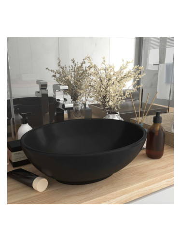 Sonata Луксозна овална мивка, матово черна, 40x33 см, керамика