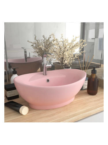 Sonata Мивка с преливник лукс овал розов мат 58,5x39 см керамика