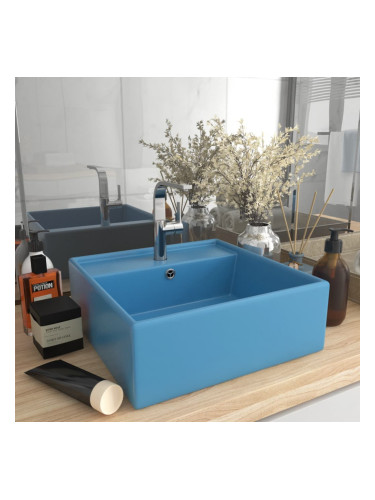 Sonata Мивка с преливник лукс квадрат светлосин мат 41x41 см керамика