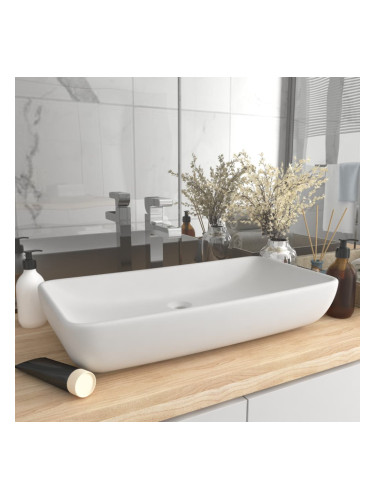 Sonata Луксозна правоъгълна мивка матово бяла 71x38 см керамика