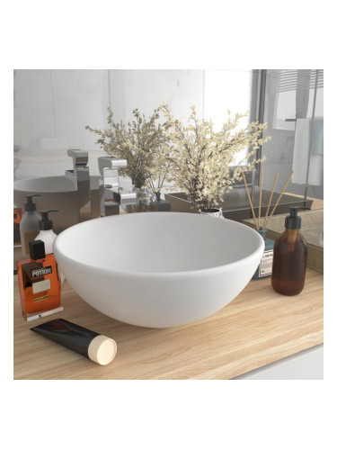Sonata Мивка за баня лукс кръгла матово бяла 32,5x14 см керамика