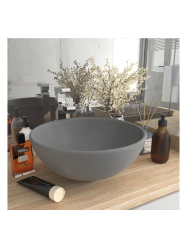 Sonata Мивка за баня лукс кръгла светлосив мат 32,5x14 см керамика