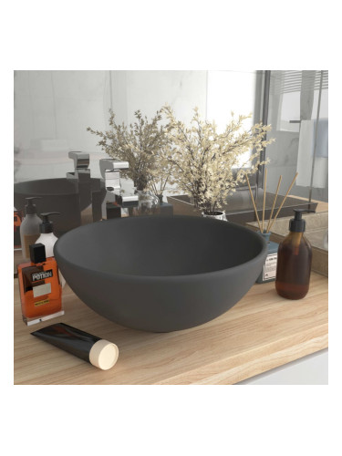Sonata Мивка за баня лукс кръгла тъмносив мат 32,5x14 см керамика