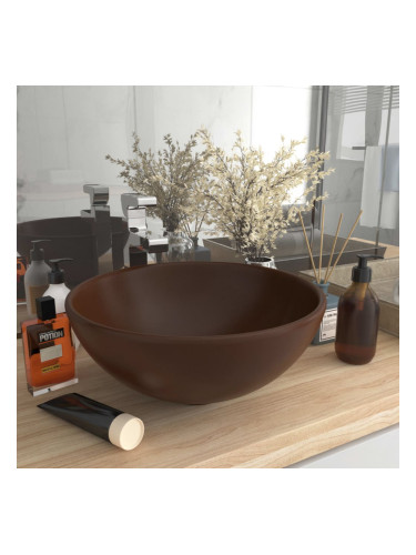 Sonata Мивка за баня лукс кръгла тъмнокафяв мат 32,5x14 см керамика