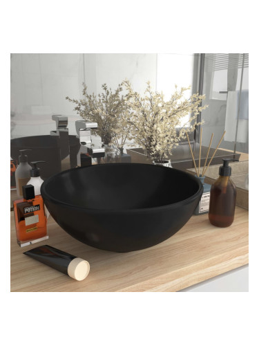 Sonata Мивка за баня лукс кръгла матово черна 32,5x14 см керамика