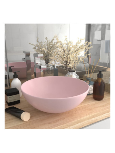 Sonata Керамична мивка за баня, матово розова, кръгла