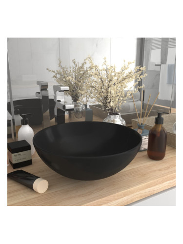 Sonata Керамична мивка за баня, матово черна, кръгла