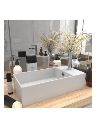 Sonata Мивка за баня с преливник, керамична, матово бяла