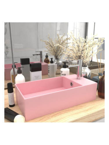 Sonata Мивка за баня с преливник, керамична, матово розова