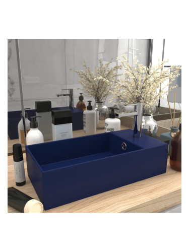 Sonata Мивка за баня с преливник, керамична, тъмносиня