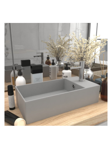 Sonata Мивка за баня с преливник, керамична, светлосива