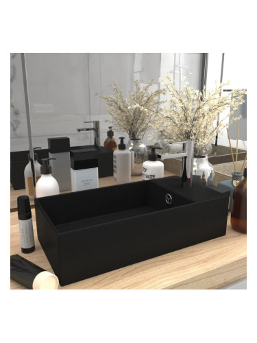 Sonata Мивка за баня с преливник, керамична, матово черна