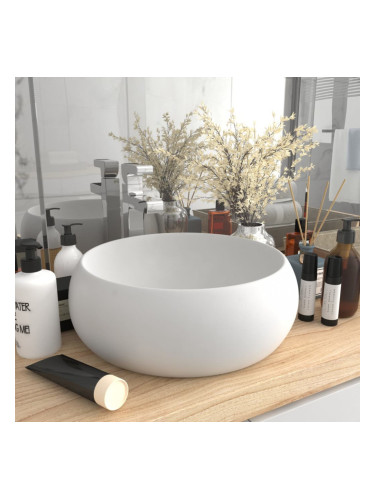 Sonata Луксозна кръгла мивка, матово бяла, 40x15 см, керамика
