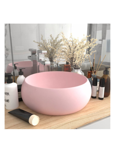 Sonata Луксозна кръгла мивка, матово розова, 40x15 см, керамика
