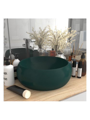 Sonata Луксозна кръгла мивка, матово тъмнозелена, 40x15 см, керамика