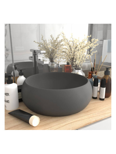 Sonata Луксозна кръгла мивка, матово тъмносива, 40x15 см, керамика