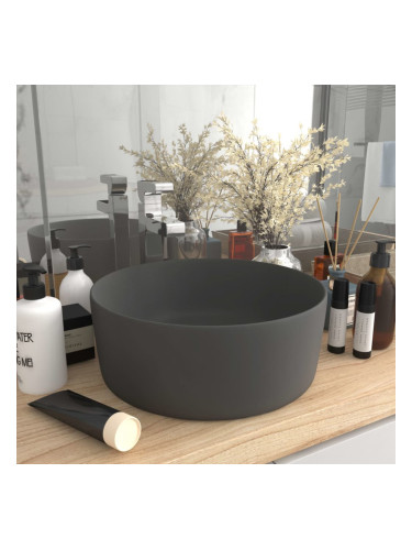 Sonata Луксозна кръгла мивка, матово тъмносива, 40x15 см, керамика