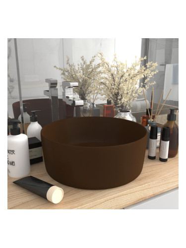 Sonata Луксозна кръгла мивка, матово тъмнокафява, 40x15 см, керамика